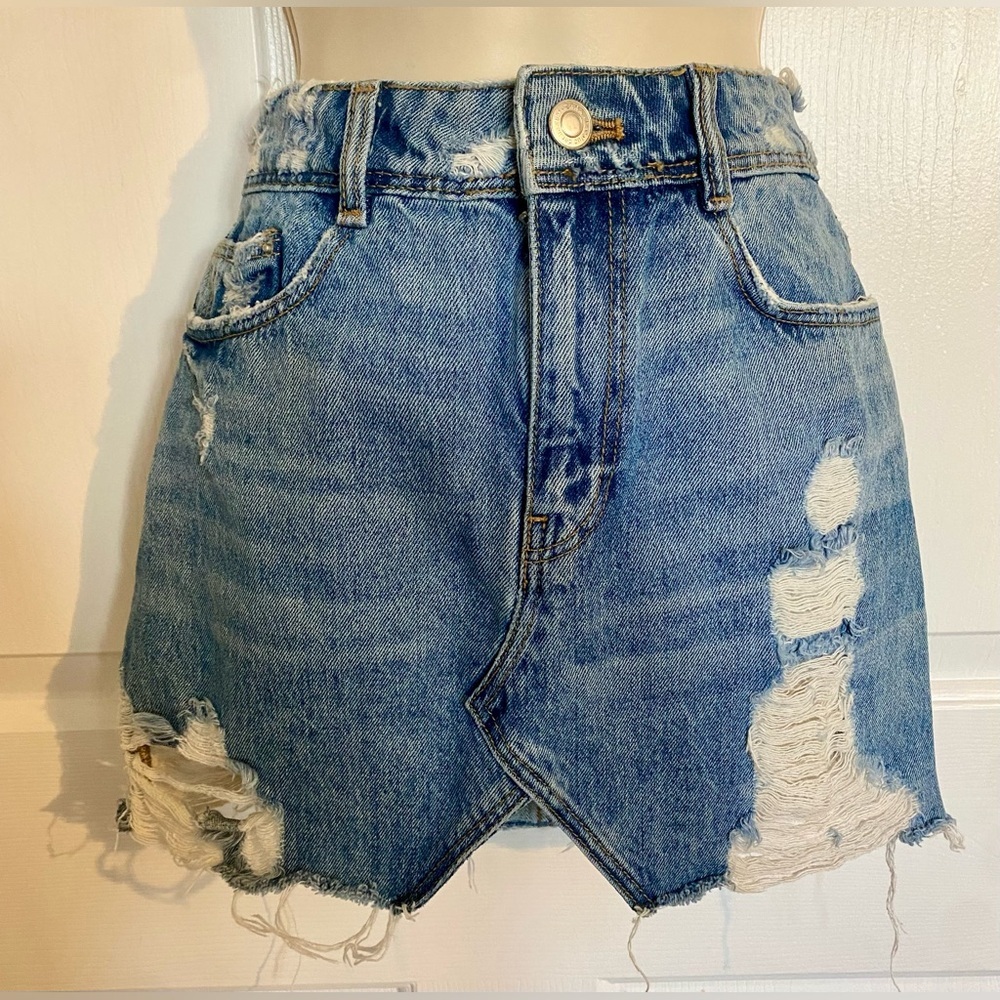 Zara Trafaluc Denim Mini Skirt NWOT XS